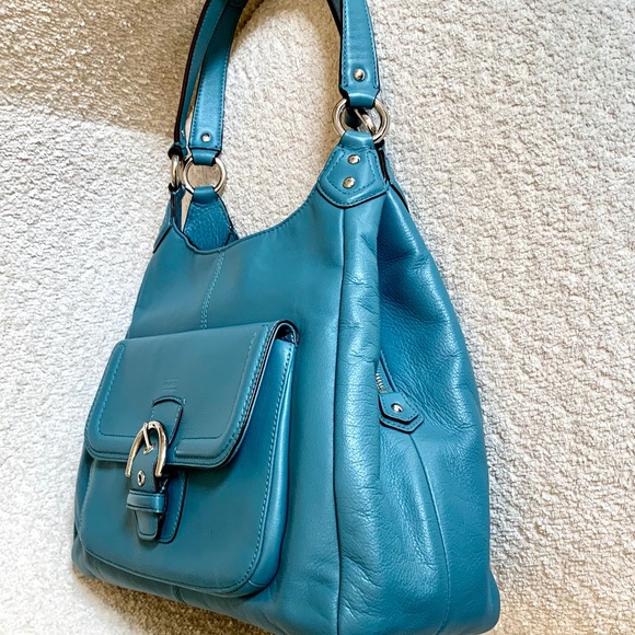 COACH Campbell Vintage Blue Leather Hobo Shoulder Y2K Bag - Picture 16 of 16